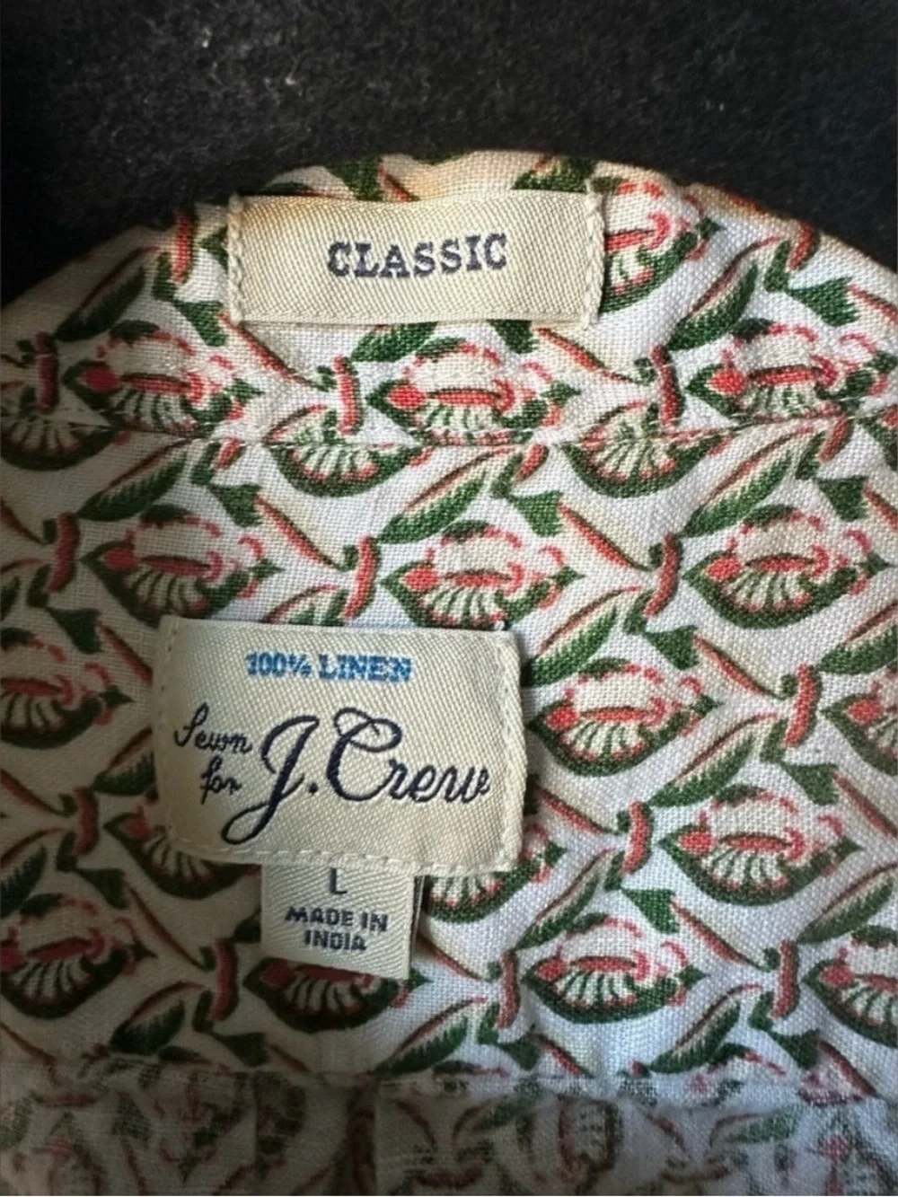 J crew Button Down Classic Fit Short-sleeve linen shirt flower print Cabana Cool